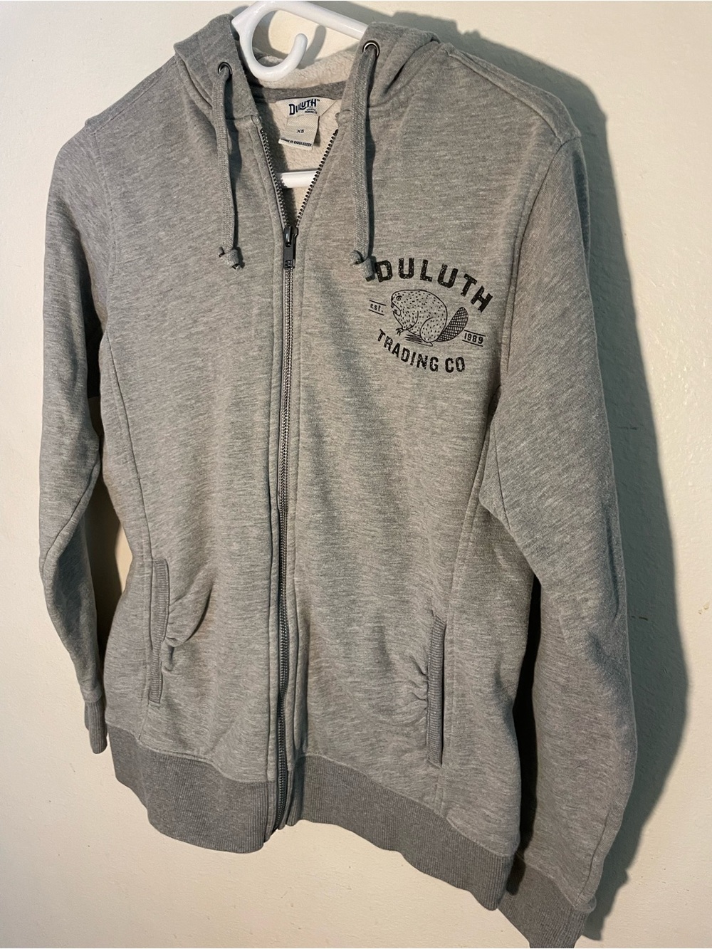 Duluth Trading Co. Heather Gray Zip-Up Hoodie with Logo
